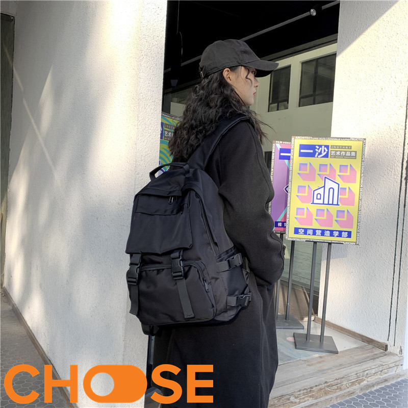 Balo Nam Nữ ULZZANG BASIC ĐEN Vải Dày Chống Thấm Choose BB1301