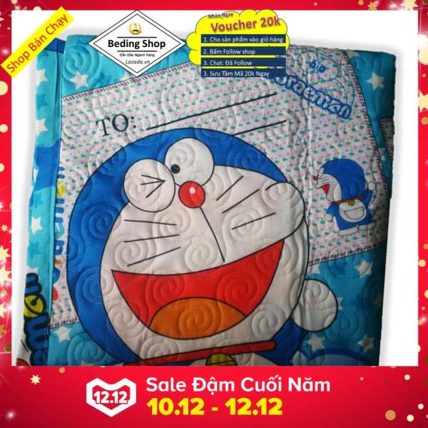 Mền chần gòn 4 mùa doraemon lá thư 180cmx200cm