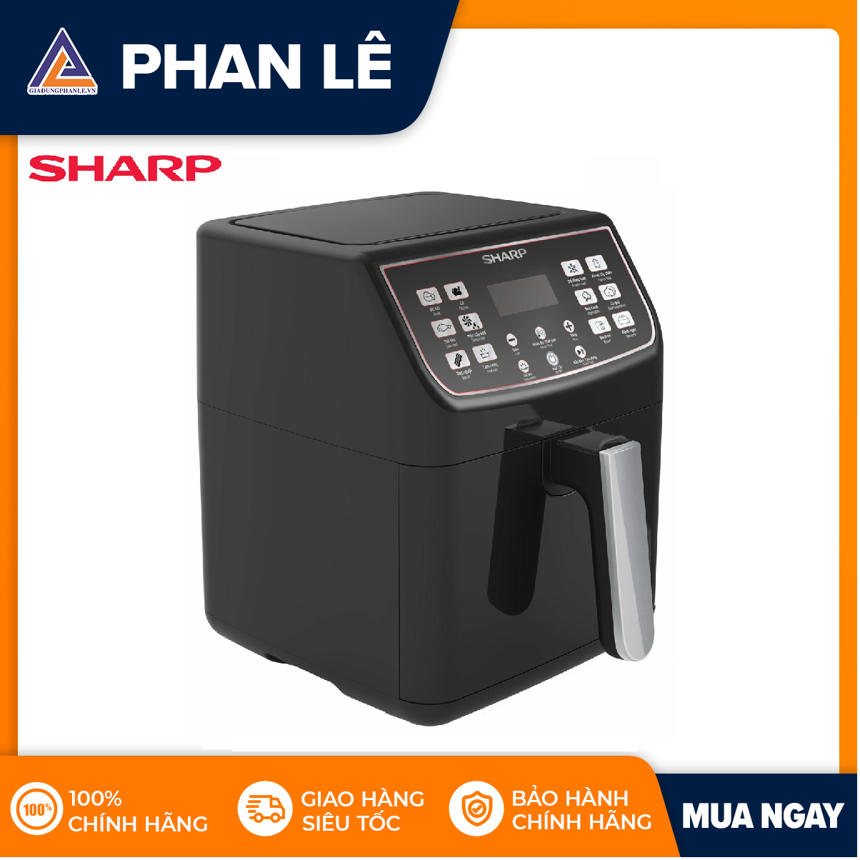 Nồi chiên không dầu sharp kf-af55ev-bk 5,5l