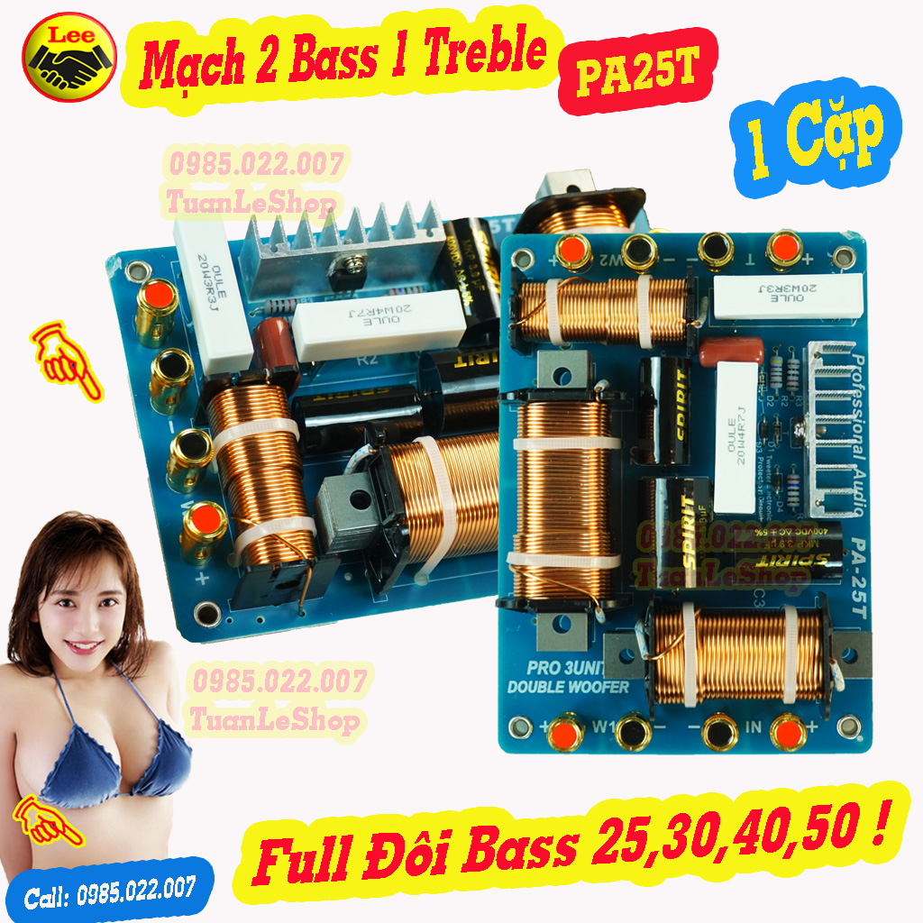 MẠCH FULL ĐÔI BASS 30,40,50 - MẠCH PHÂN TẦN 2 BASS 1 TREBLE PA25T  - GIÁ 2 MẠCH - MẠCH LOA BASS ĐÔI CÔNG SUẤT LỚN