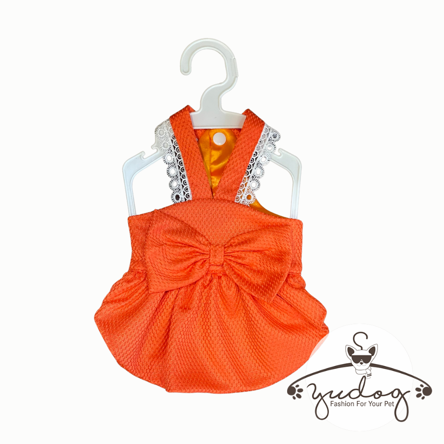 Đầm mặc cho chó mèo yudog - Đầm nhung 2 dây cho chó mèo thú cưng