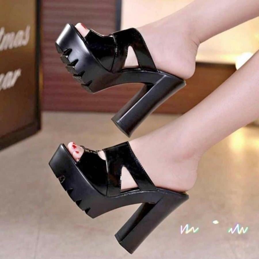 Dép guốc gót vuông cao cấp