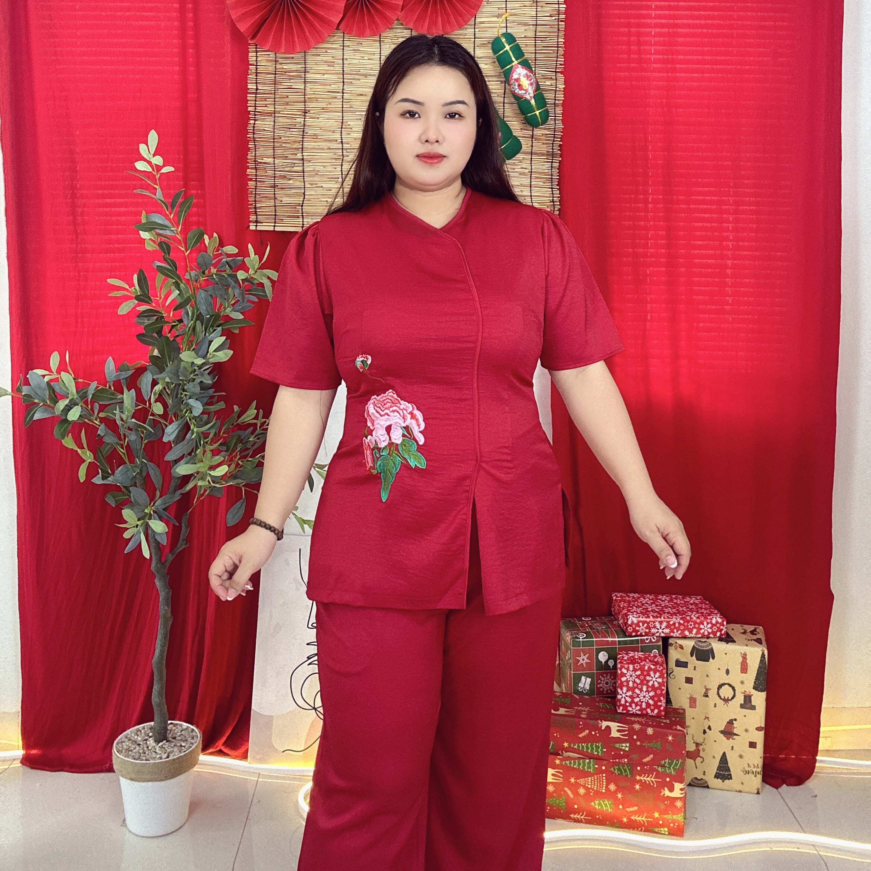 [MUA1TẶNG2]Đồ lam đi chùa bigsize thêu hoa nổi cao cấp