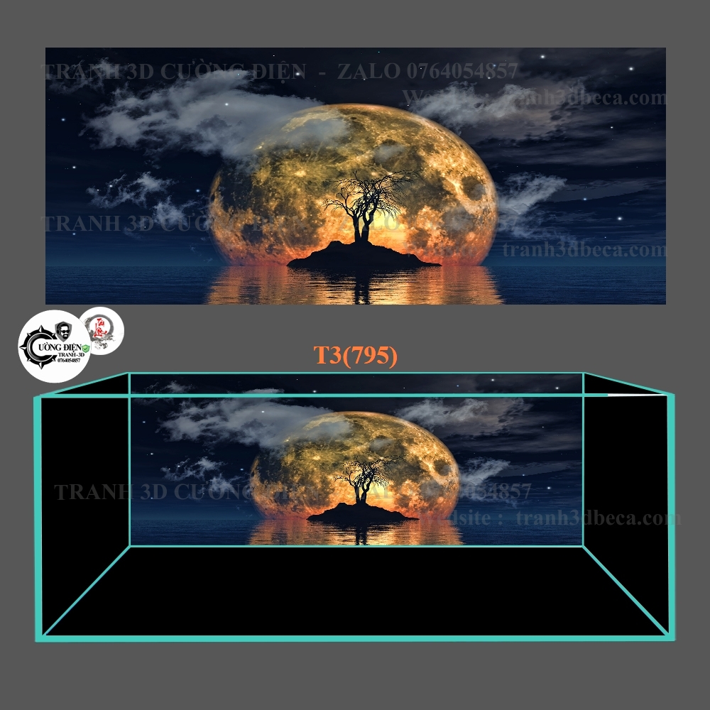 [Tặng Đồ Dán+Sticker] tranh 3d bể cá