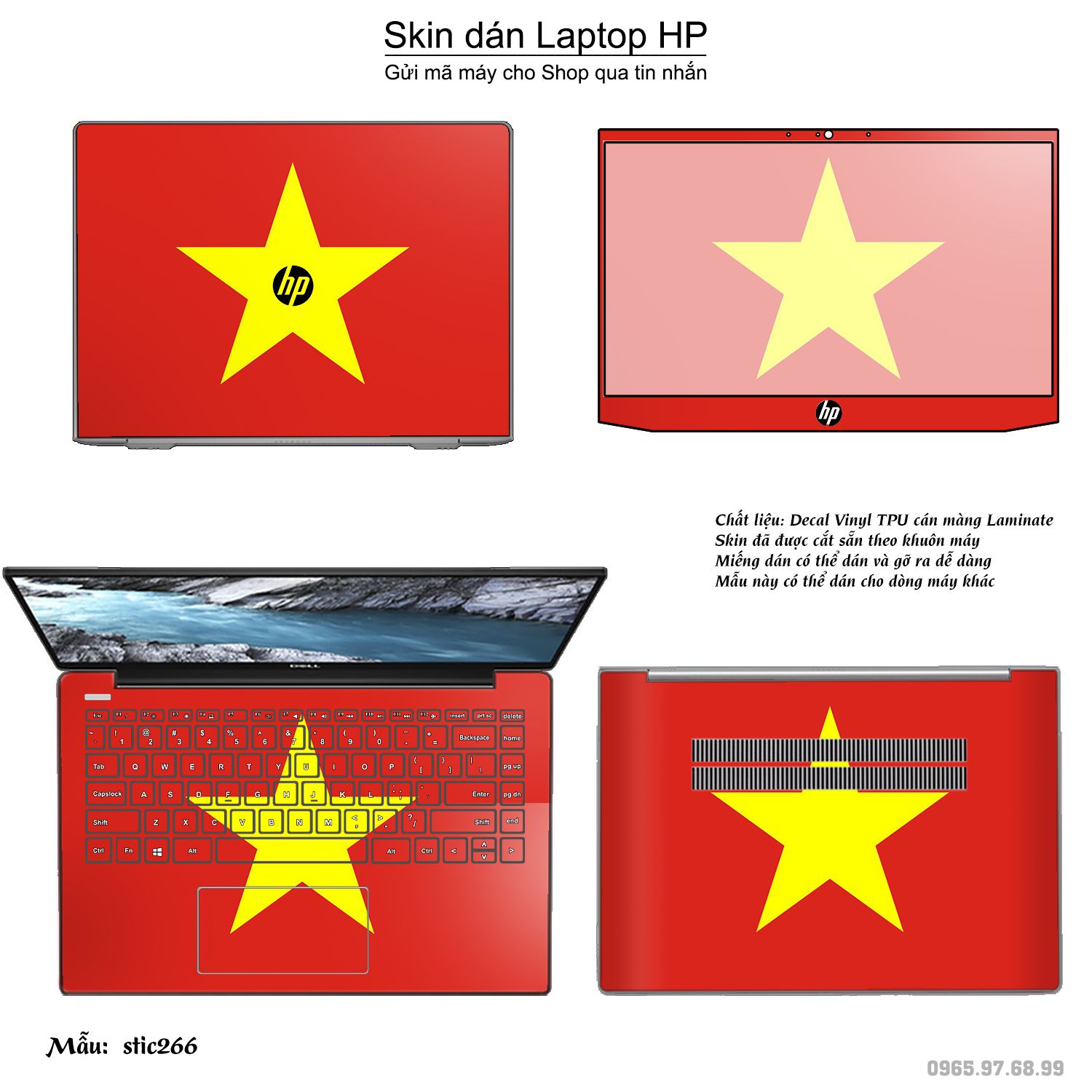 Decal Skin dán Laptop HP mẫu cờ Việt Nam
