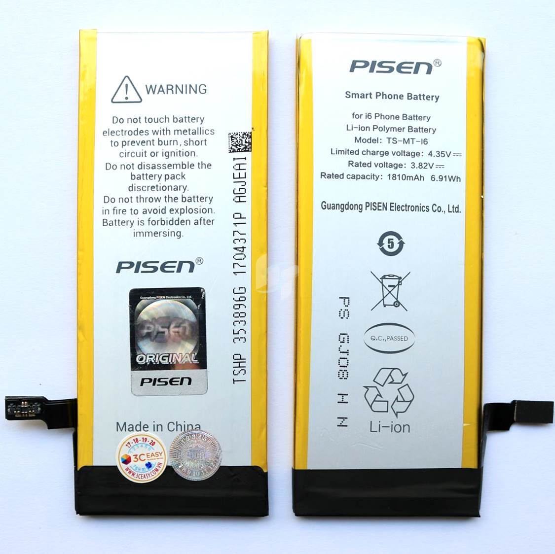 Pin Pisen cho Iphone 6 1810mAh chuẩn 3C Easy certificate
