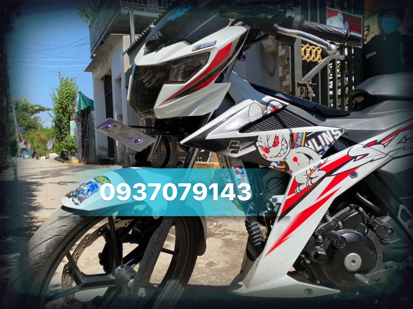 Tem rời Satria Fi thỏ dán xe trắng