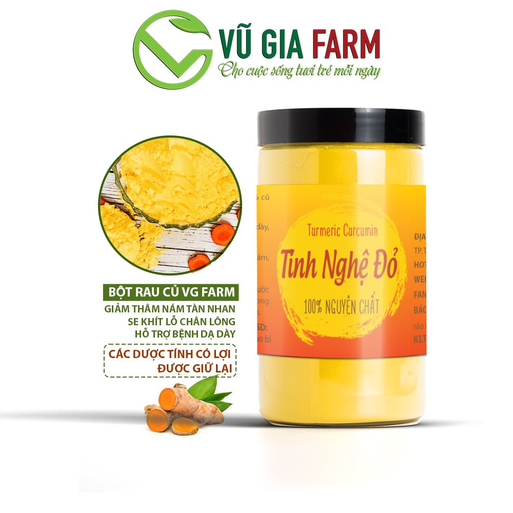 Tinh Nghệ Đỏ Nguyên Chất Vũ Gia (250g/hũ) - Hỗ trợ phục hồi sức khỏe, dạ dày tiêu hóa, đắp mặt dưỡng da xóa mờ thâm nám tàn nhang hiệu quả - Đã được kiểm nghiệm y tế