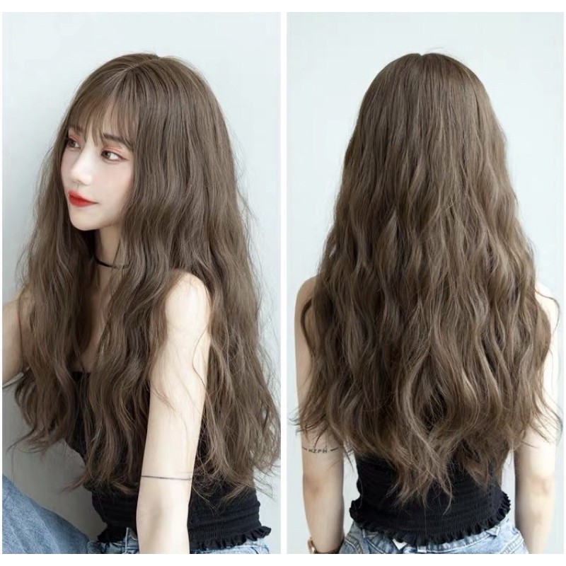 Tóc giả nữ cả đầu🌸freeship🌸tóc nguyên đầu xù 60cm 8174 tặng kèm lưới