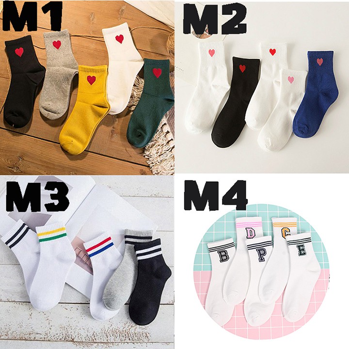 Bộ 5 đôi tất vớ cao cổ có hình trái tim