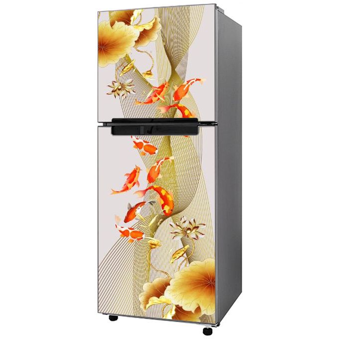 [HCM]Decal dán trang trí tủ lạnh - Hoa sen Cá chép- Chất liệu cao cấp