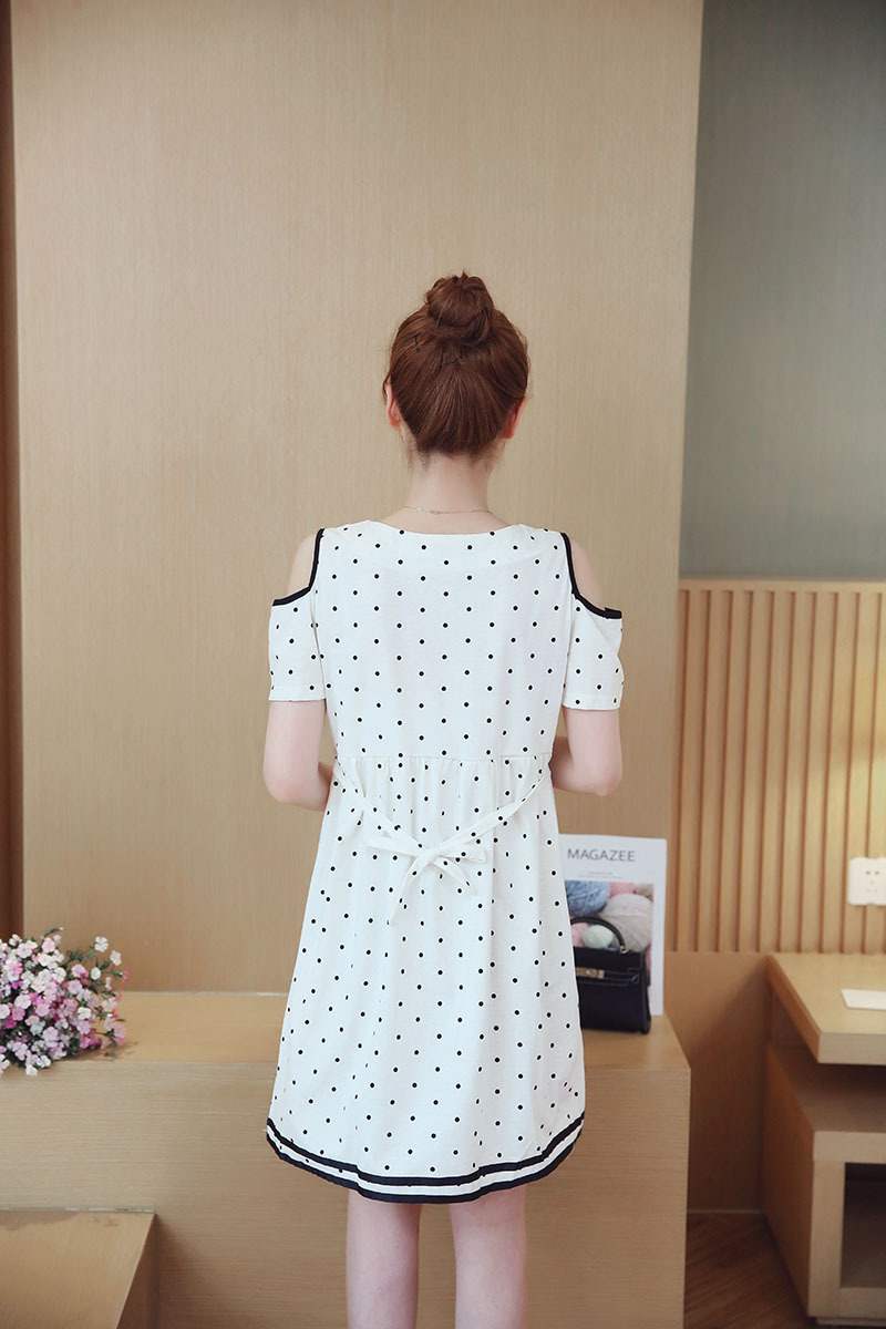 [HCM]Đầm bầu chấm bi màu xanh