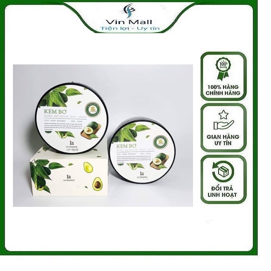 Bộ 2 hộp kem dưỡng body bơ x2 lá organic dưỡng da trắng - chất kem sữa chua, mịn