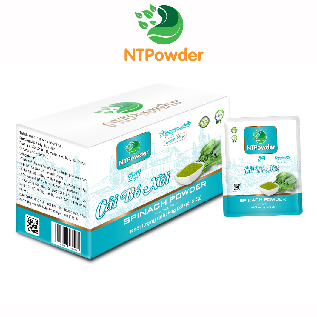 Bột cải bó xôi sấy lạnh nguyên chất ntpowder 60g - nhất tín food