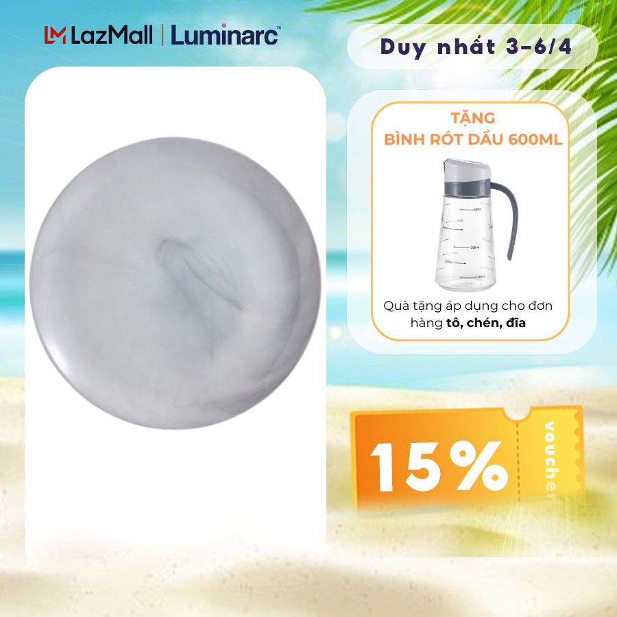 Bộ 6 Đĩa Thuỷ Tinh Luminarc Diwali Granit Marble