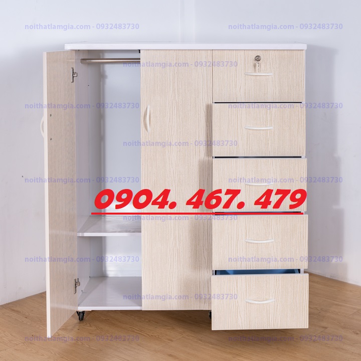 TỦ NHỰA 2 CÁNH 5 HỘC - FREESHIP HCM