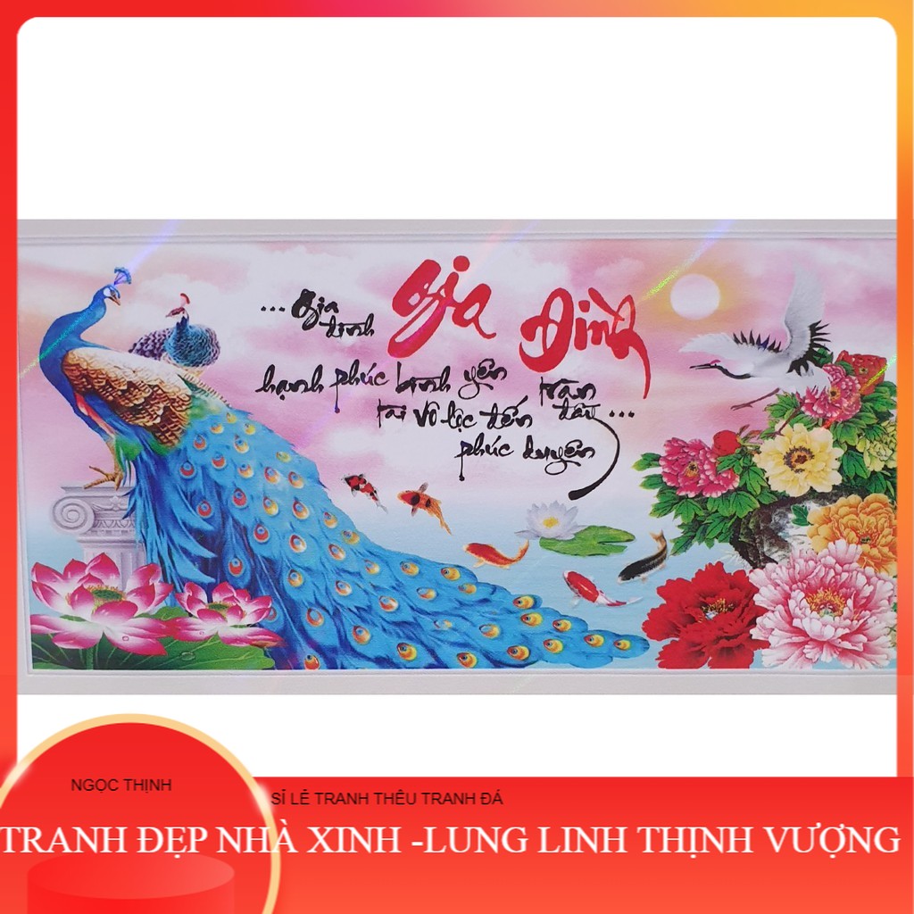 Tranh Đính Đá CÔNG - GIA ĐÌNH HẠNH PHÚC (ĐÁ ABC CAO CẤP). Kích Thước: 90cm x 50cm