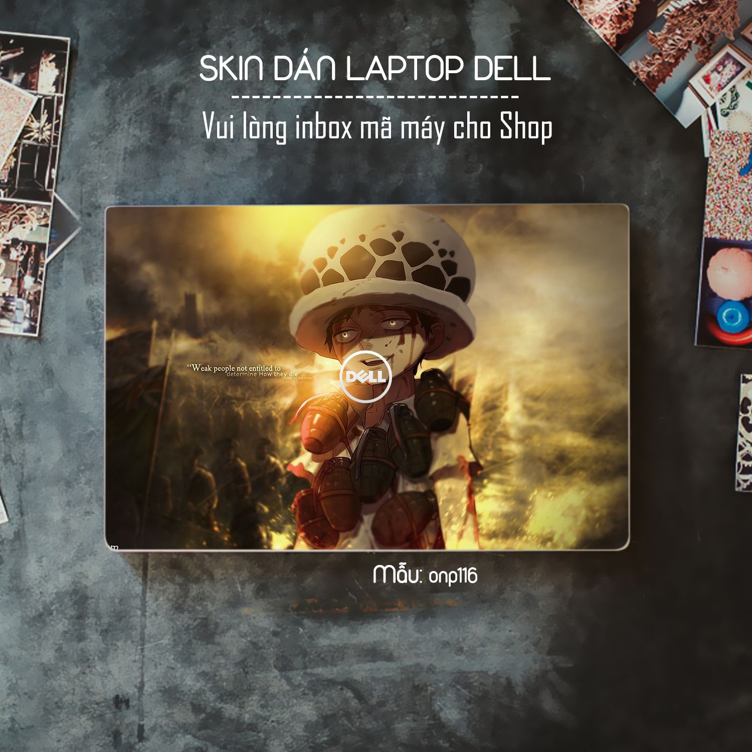 Decal Skin dán Laptop Dell mẫu One Piece (inbox mã máy cho shop)
