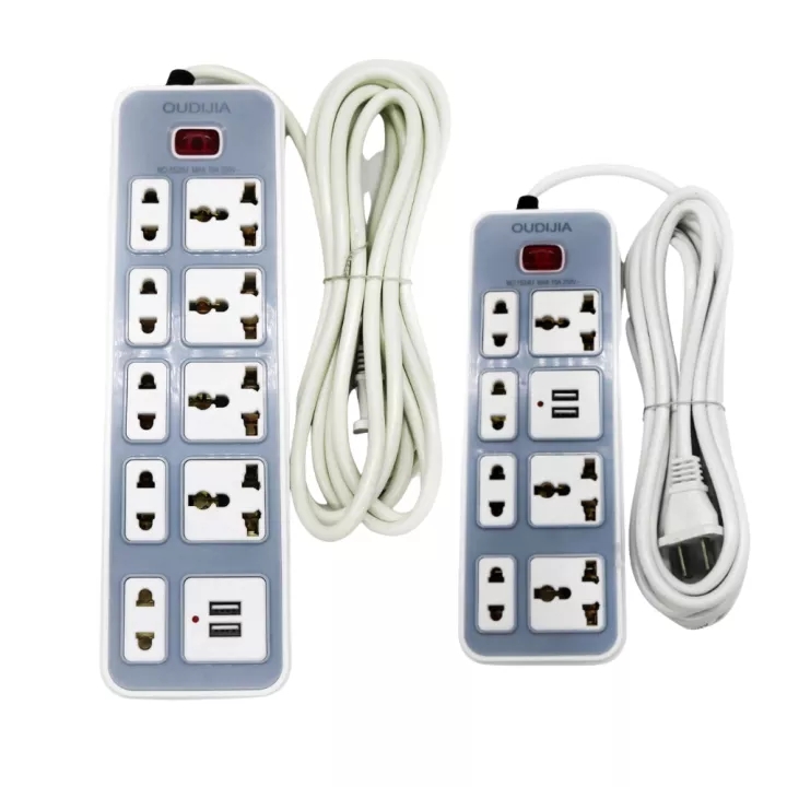 Power plug-9 Plug Universal Power Socket Extension With 2 USB Ports Power Strip Surge Protector Adapter Socket Outlet USB Extension Plug，long 1.8m，2000W