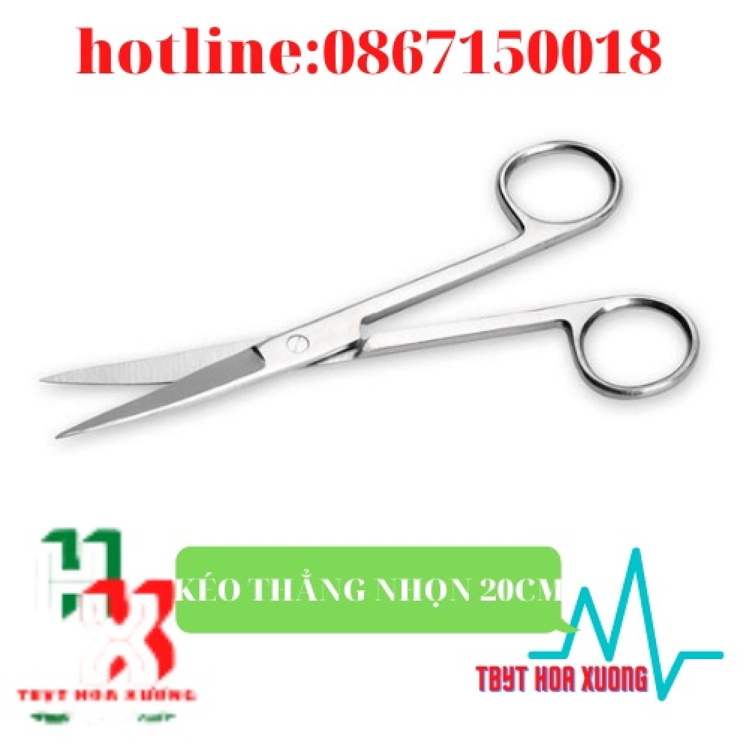Kéo Y Tế Thẳng Nhọn 20cm - Kéo Cắt Chỉ