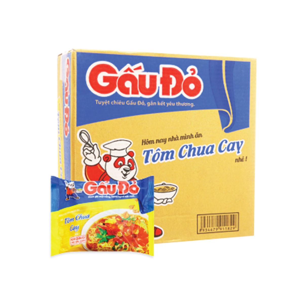 Thùng 30 gói mì Gấu đỏ TÔM CHUA CAY