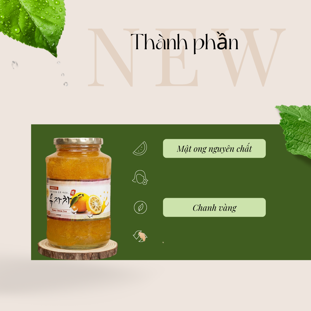 Mật ong chanh lọ thủy tinh 1kg