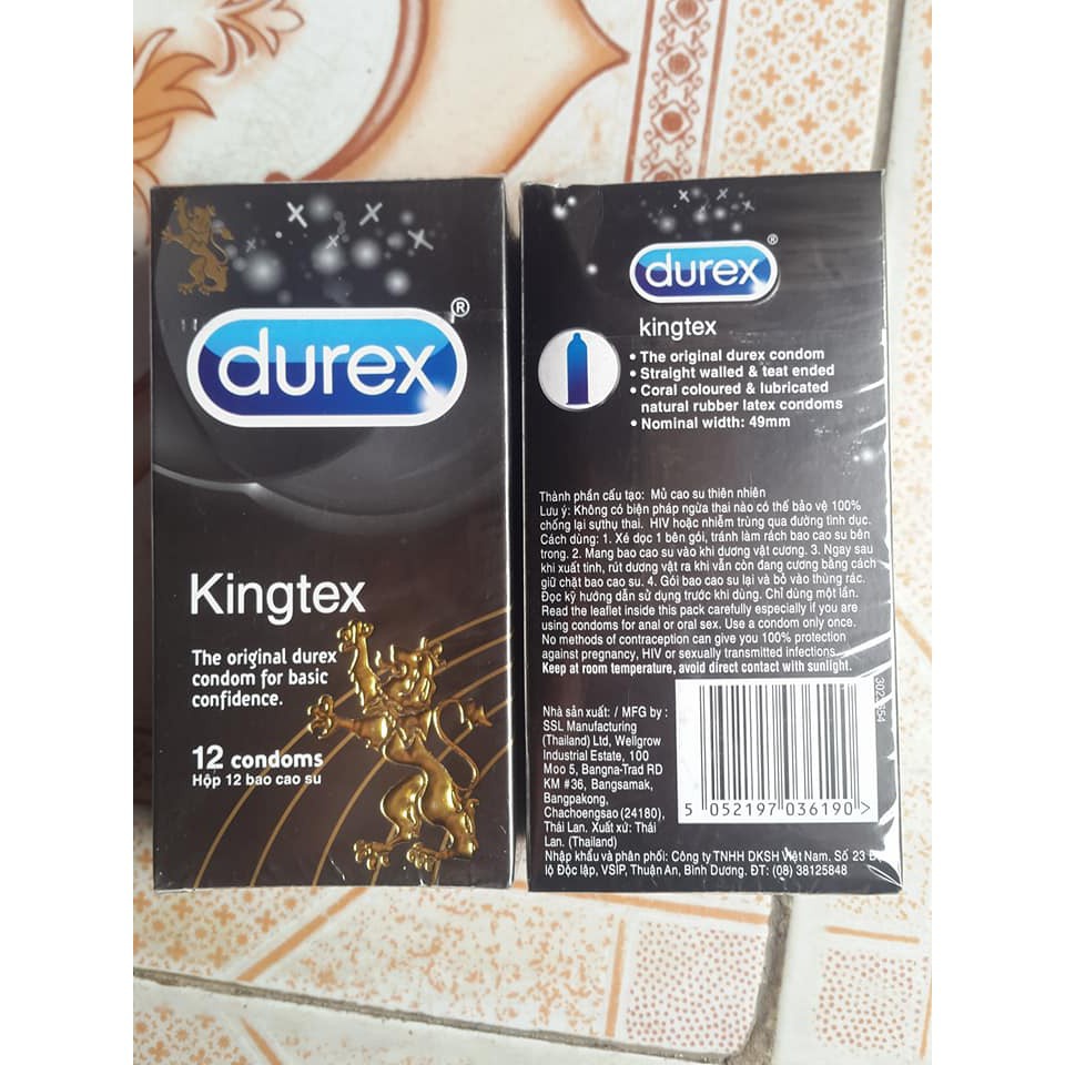 Bao cao su Durex Kingtex hộp 12 chiếc