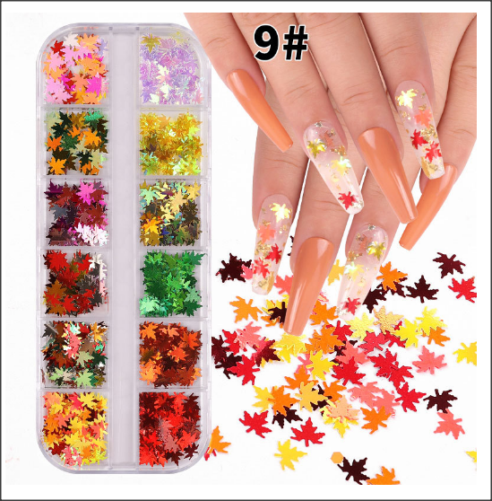 Sét nhũ lá phong 12 màu trang trí móng làm đẹp nail shop HNnail