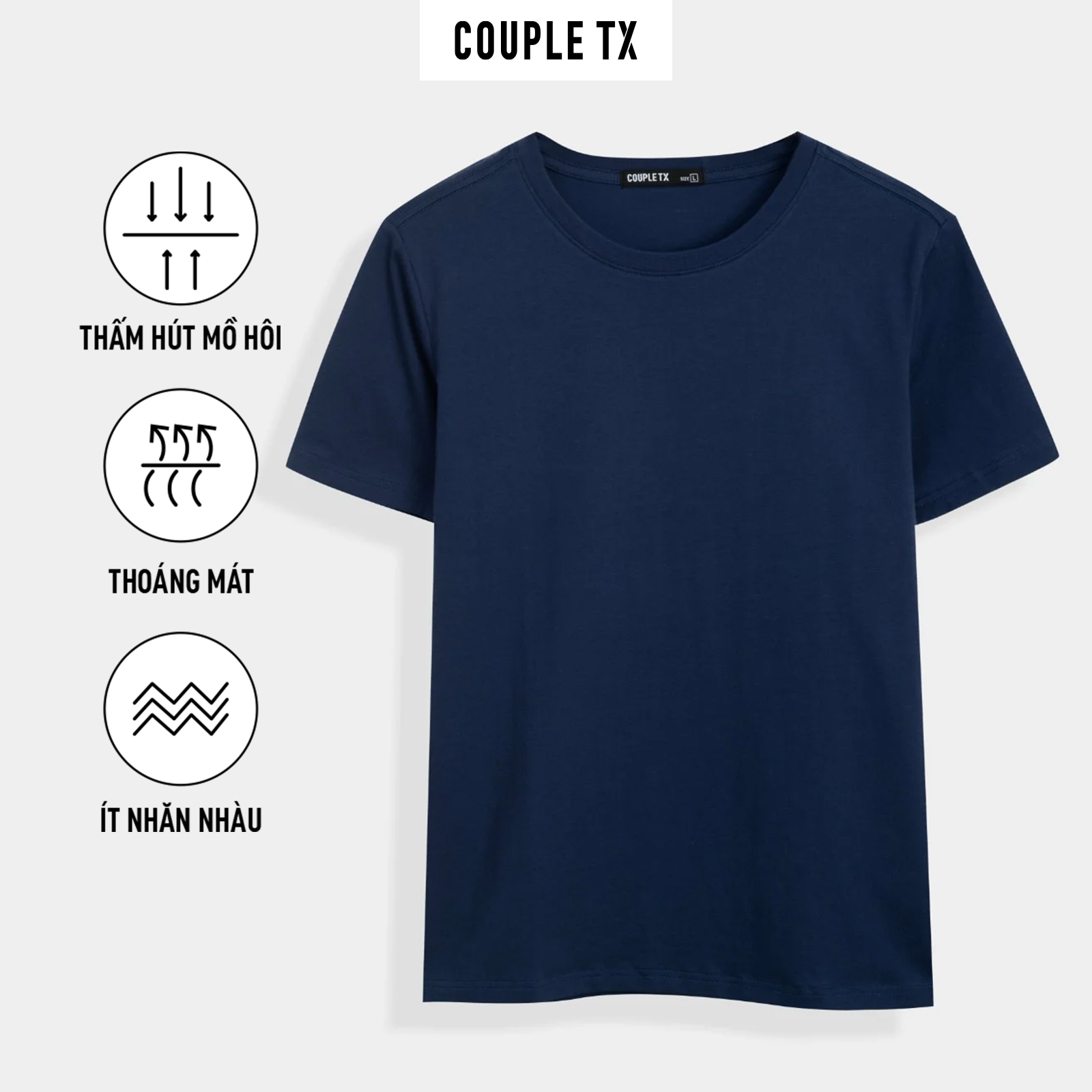 Áo Thun Nam COUPLE TX - Áo Thun Trơn, Slim Basic Cổ Tròn MTS 1325