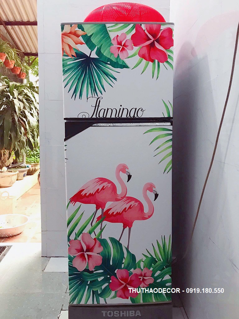 [HCM]Giấy Decal Dán Tủ Lạnh CHIM HỒNG HẠC - THUTHAODECOR