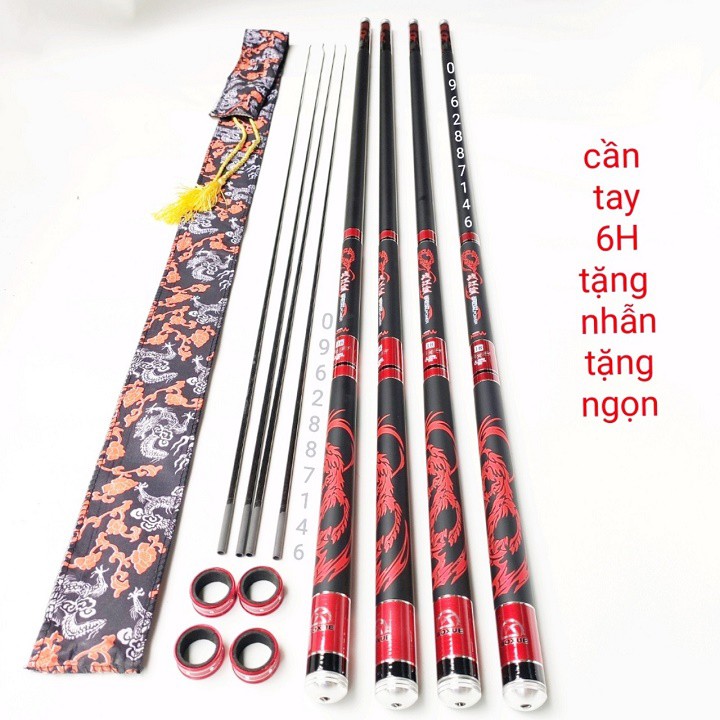 cần câu tay xích long 6H catbon tặng ngọn phụ 360 cao cấp