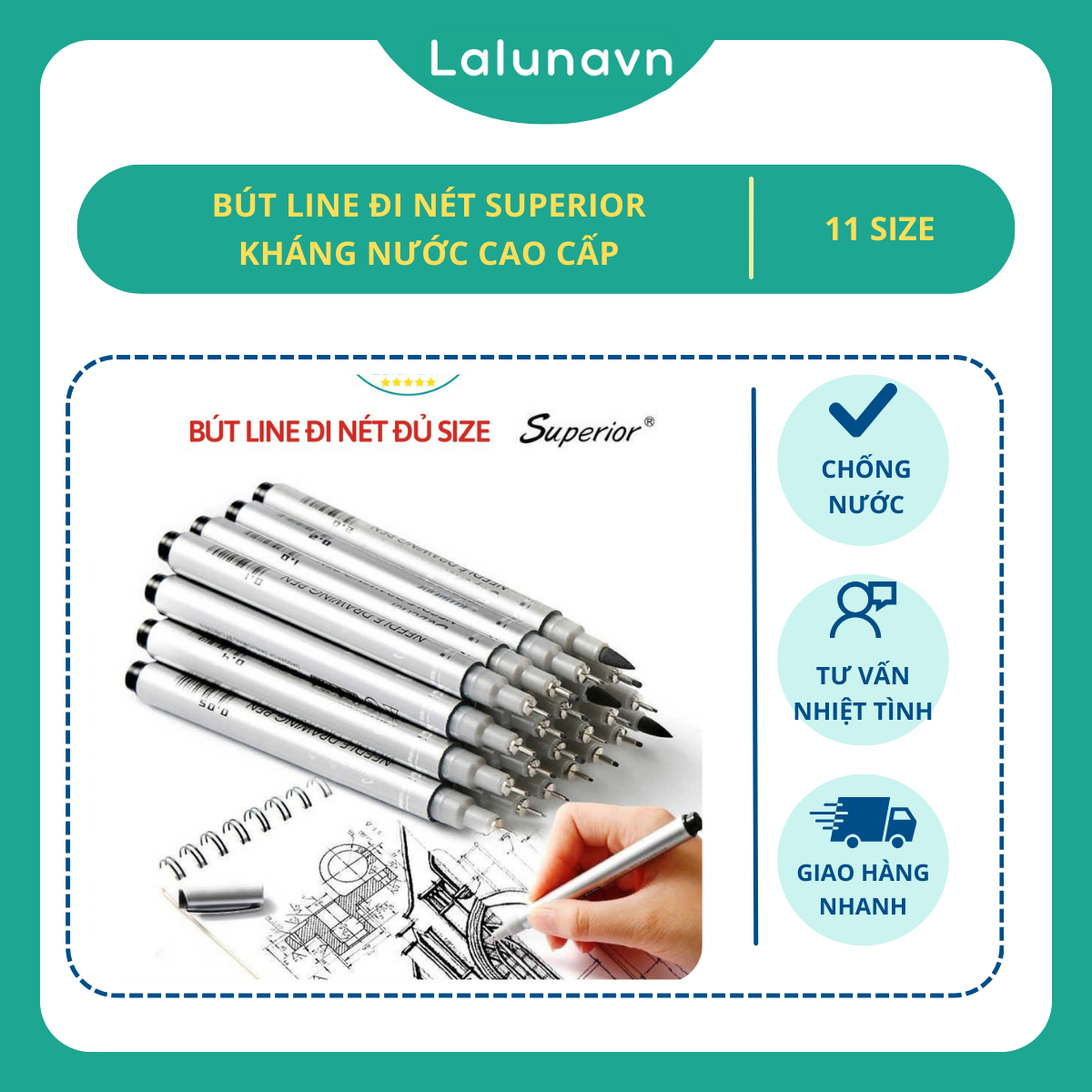 Bút line đi nét superior kháng nước - a23