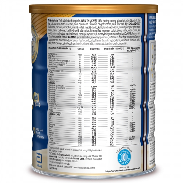 Sữa bột Ensure Gold hương Vani 850g