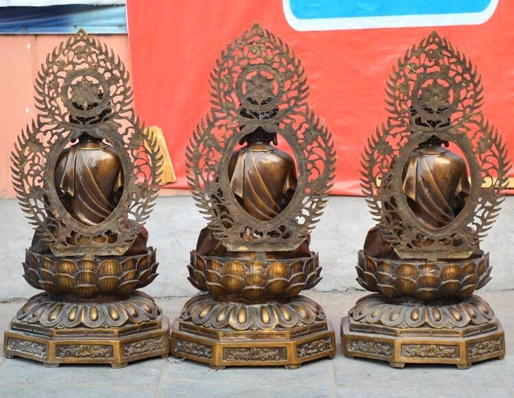 [Trả góp 0%]Tượng đồng Sa Bà Tam Thánh cao 65cm