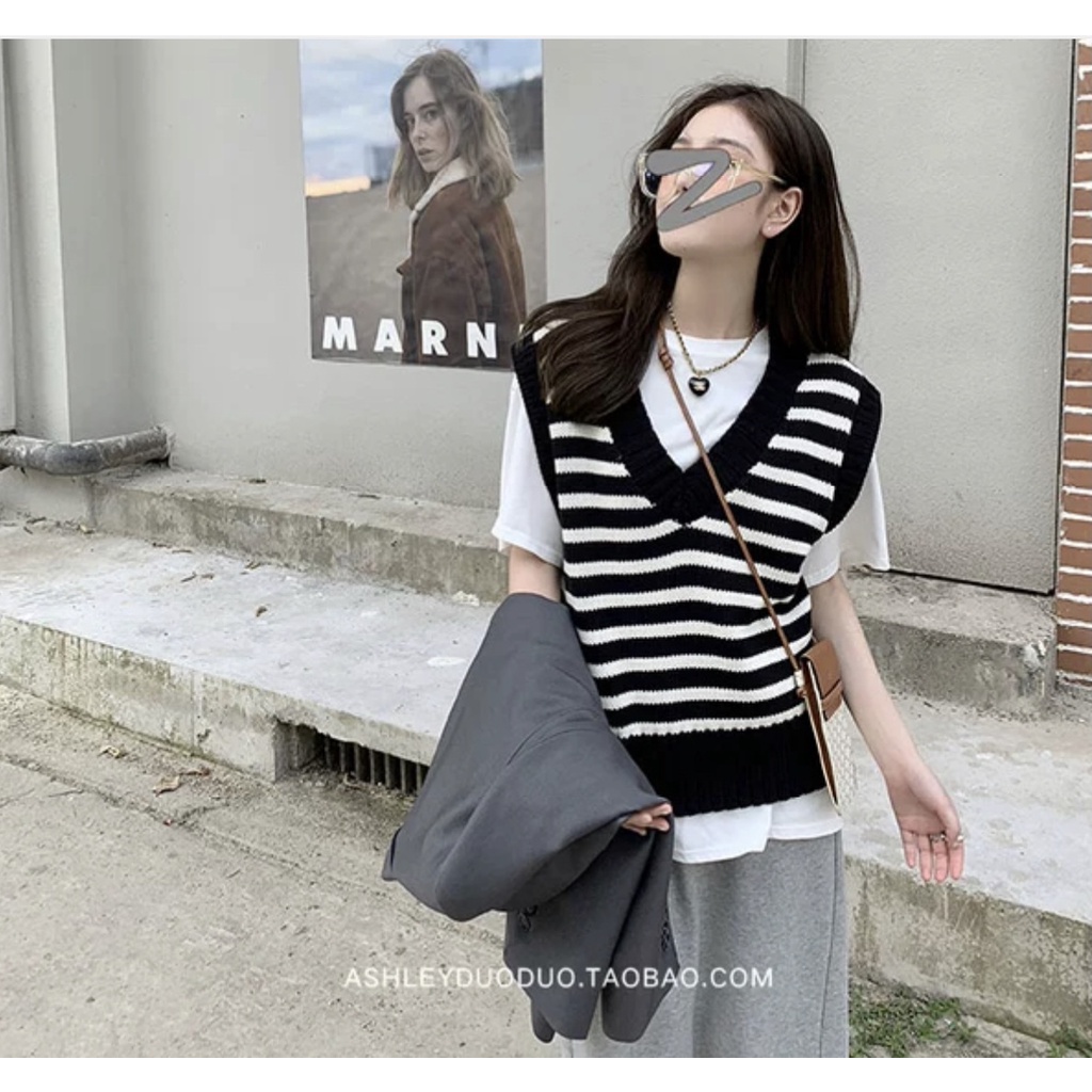 Áo gile len nữ cổ tim dễ mix đồ P451