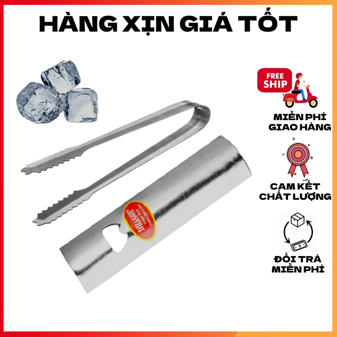 ComBo Kẹp gắp đá + Cây đập đá kèm khui bia Inox