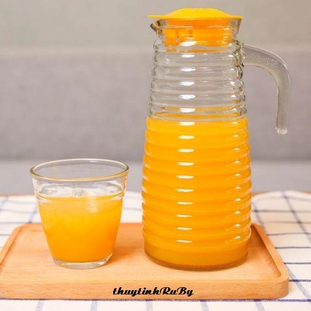 BỘ BÌNH NƯỚC THỦY TINH 5 MÓN - BÌNH LY THỦY TINH (MÀU NGẪU NHIÊN)