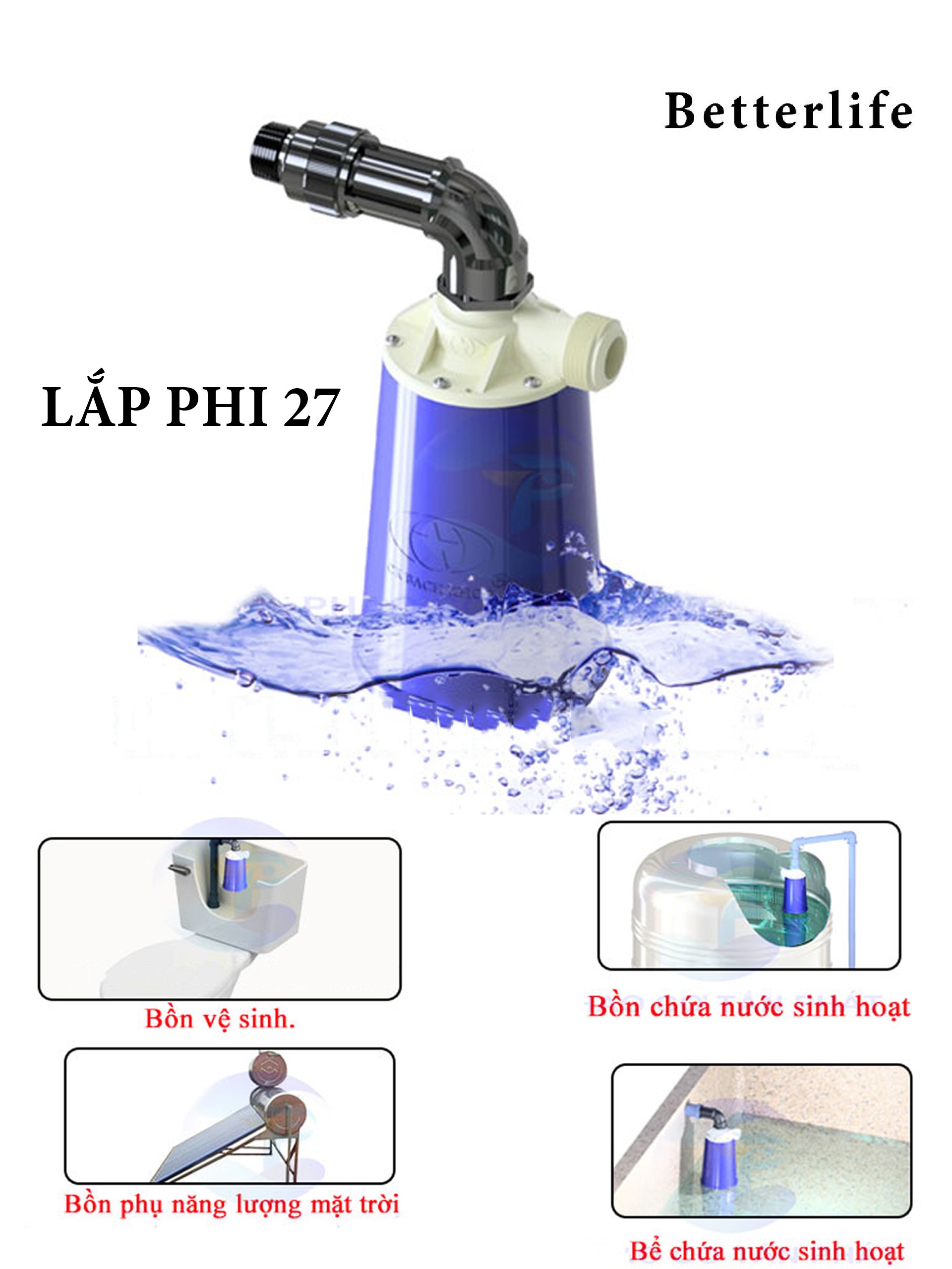 Van phao cơ thế hệ mới - Van Phao Cơ Bách Khoa ( Bơm nước tự động ) Lắp phi 21 và phi 27 - BetterLife