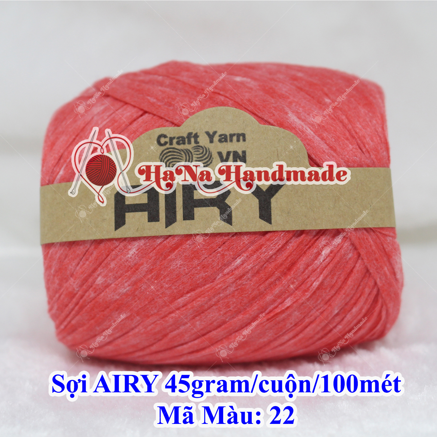 Sợi AIRY 45gram/ cuộn/ 100 mét - sợi móc nón / sợi móc túi xách sản xuất bởi Craft Yarn Việt Nam, dùng trong đan móc len sợi, cuộn len móc để làm những sản phẩm handmade, trang trí hộp quà, làm macrame crochet , knitting yarns