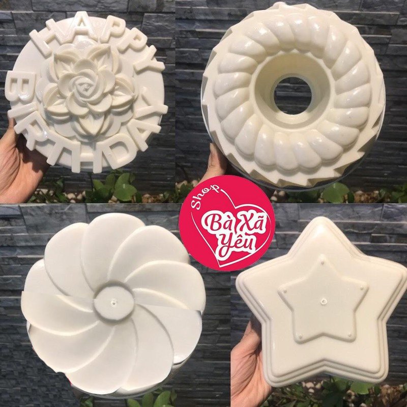 Bộ 4 khuôn rau câu , ép xôi , làm bánh 20cm
