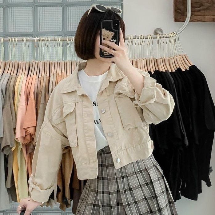 Áo khoác nữ nhiều màu áo khoác túi hộp nữ siêu hot giá rẻ áo khoác jean nữ đẹp thời trang áo khoác lửng nữ city jeans