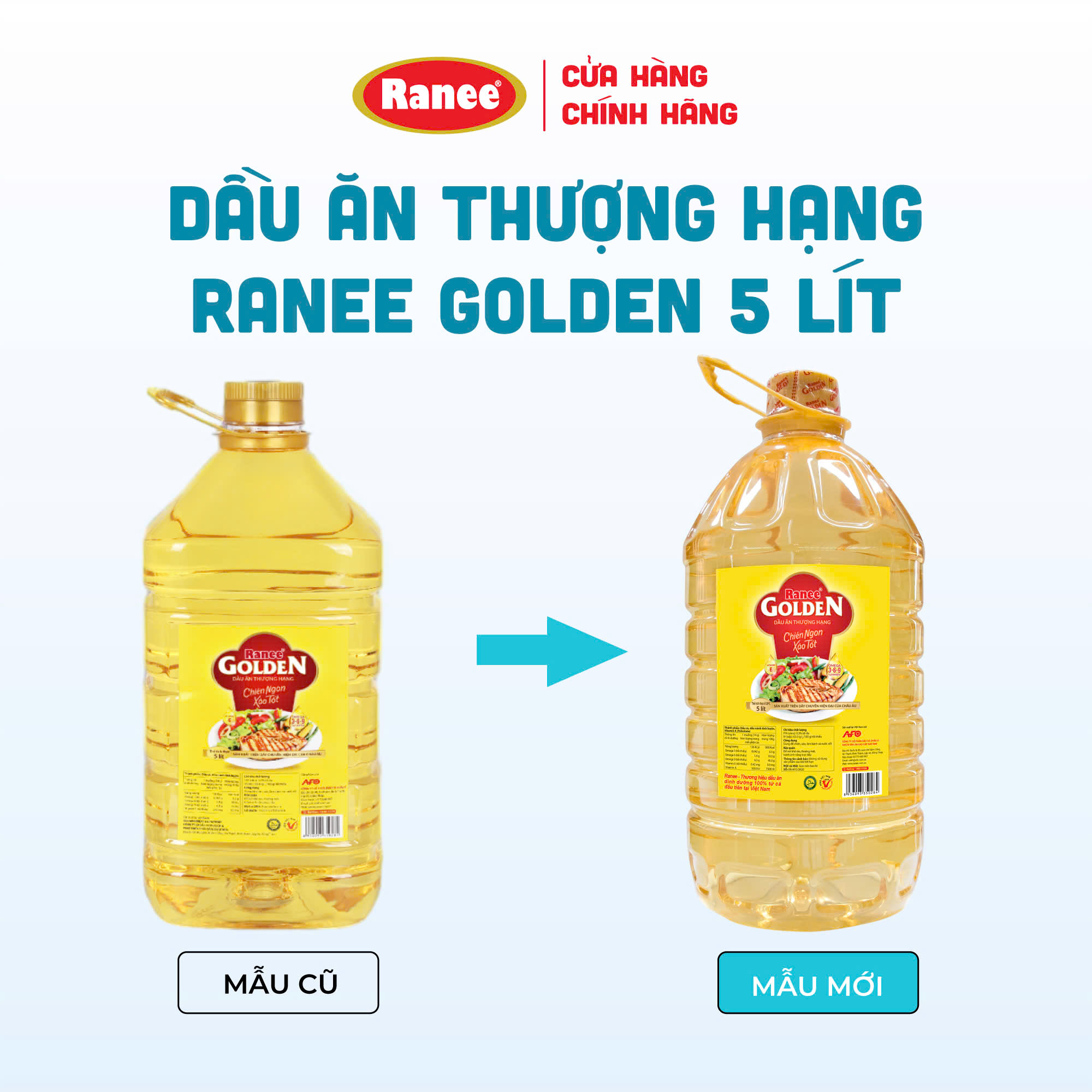 {Đơn 199k tặng hộp bơ -399k tặng vá gỗ}  Dầu ăn thượng hạng Ranee Golden 5 lít