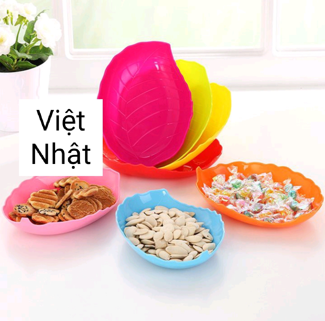 Đĩa nhựa Việt Nhật hình chiếc lá 18cm nhiều màu sắc