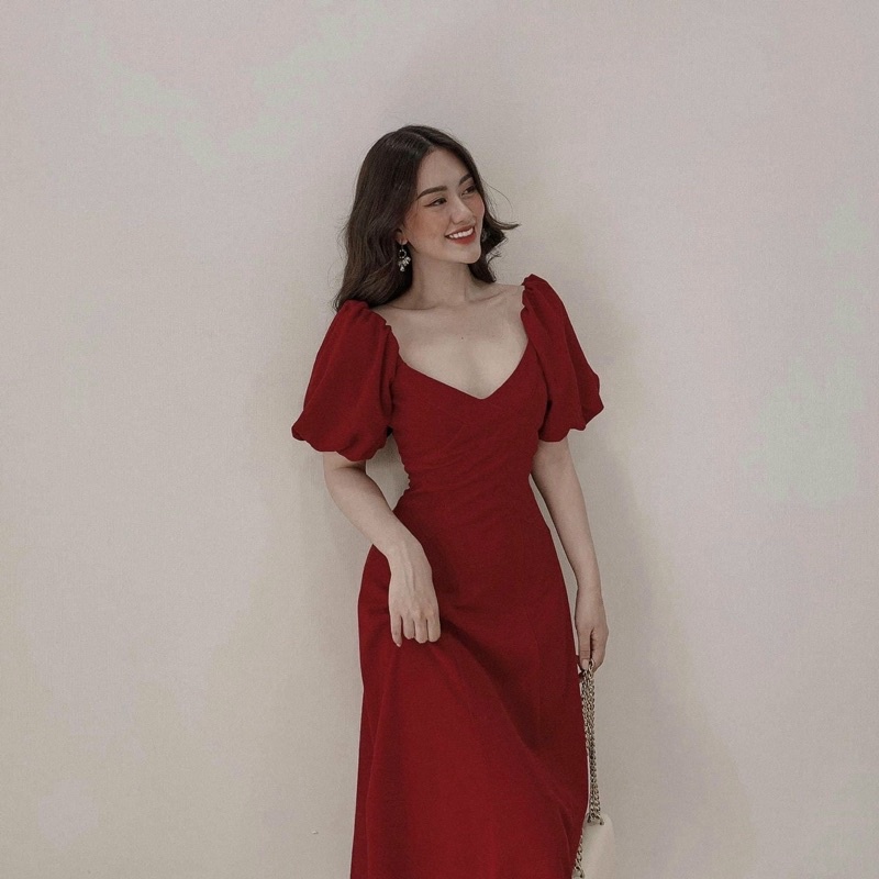 ĐẦM DỰ TIỆC THANH LỊCH, SANG TRỌNG, CỔ V (có ảnh thật) MS113