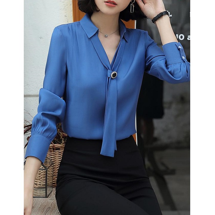 [PN FASHION]ÁO KIỂU NỮ TAY DÀI PHỐI CÀ VẠT- AP071