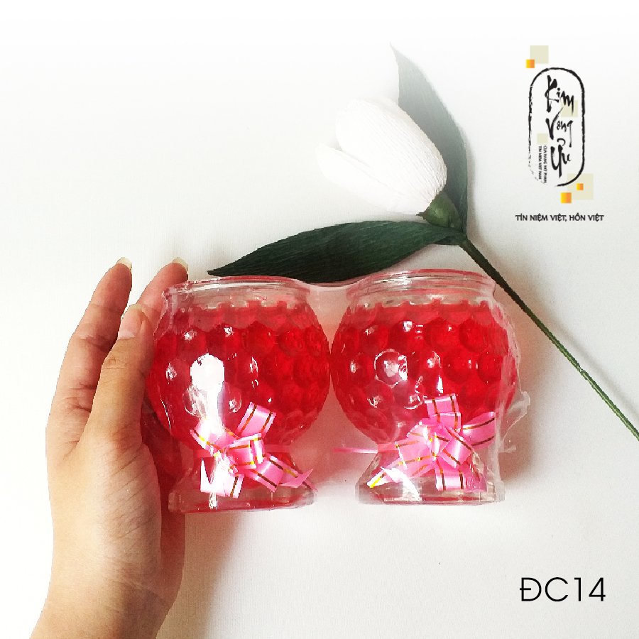 Đèn cầy ly cúng Ly Cá Tròn ĐC14 cao 10 cm (Giá một cặp)