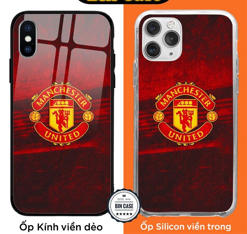 ⚽Ốp lưng logo MU Manchester Utd đẹp ⚽huy hiệu MU màu đỏ iphone 13 12 11 Pro Max 6s 6 7 8 Plus X Xr Xs Max BONGDA013
