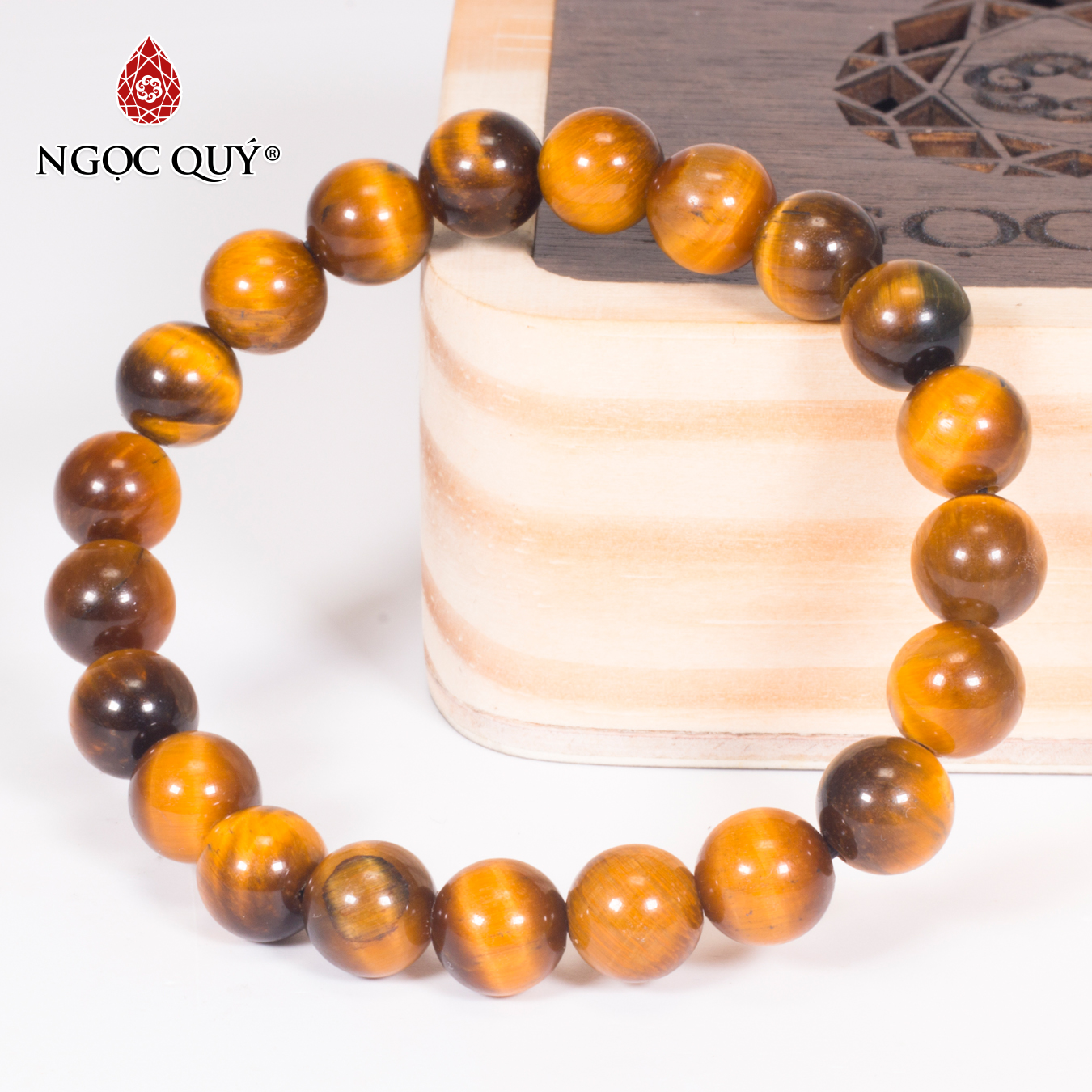 [HCM]Vòng tay đá mắt hổ vàng nâu mệnh thổkim - Ngọc Quý Gemstones