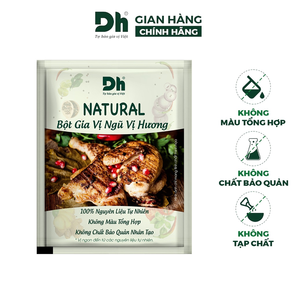 Bột gia vị ngũ vị hương Natural DH Foods ướp thịt nêm sẵn thành phần tự nhiên gói 10gr