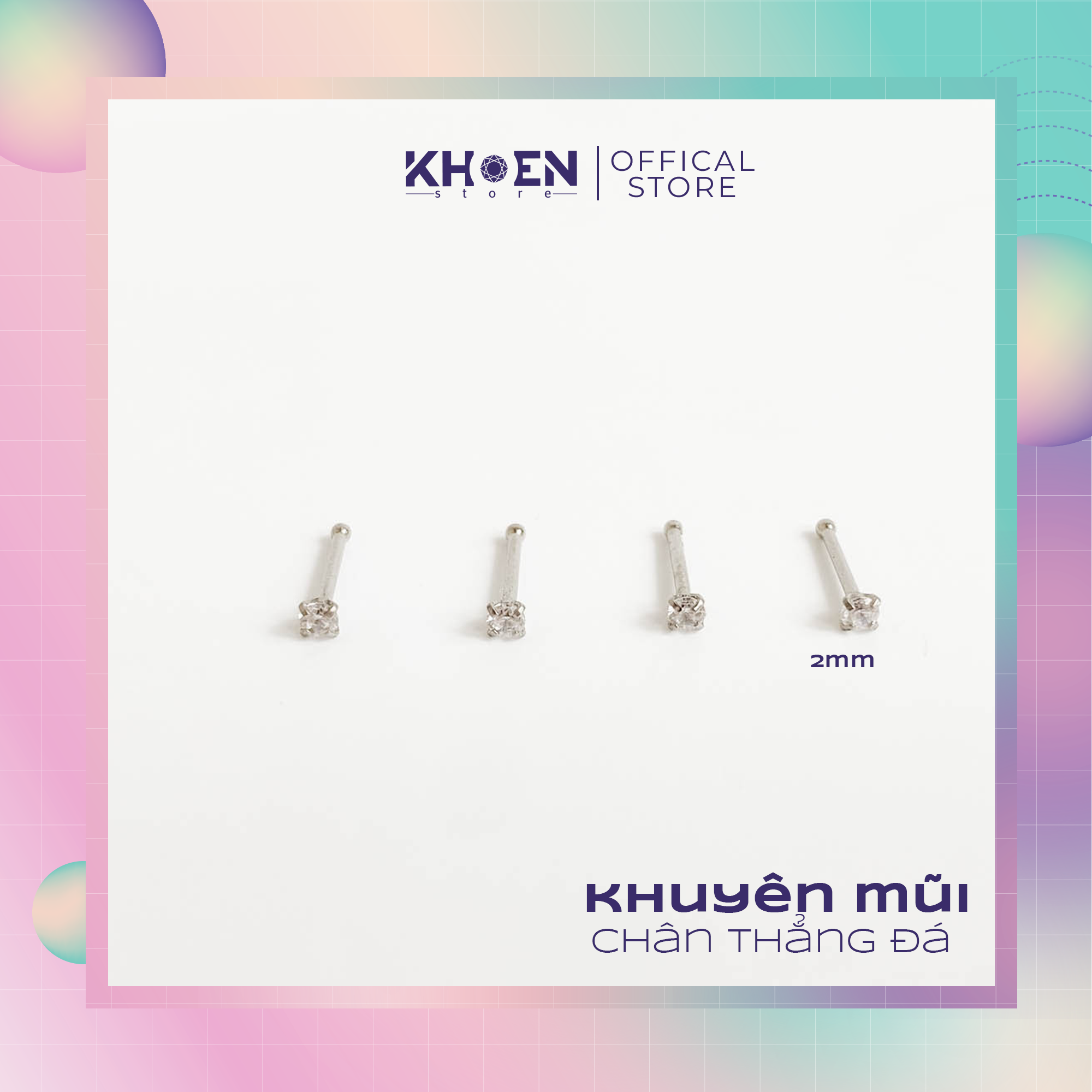 (1 Chiếc) Khuyên Mũi Đá chấu thân thẳng - Khoen Store